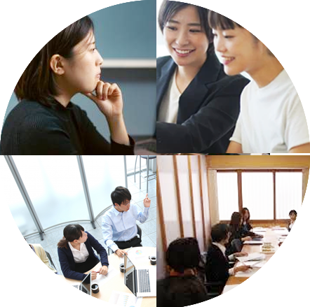 工程やプロセスの循環を示す青色のサイクル図